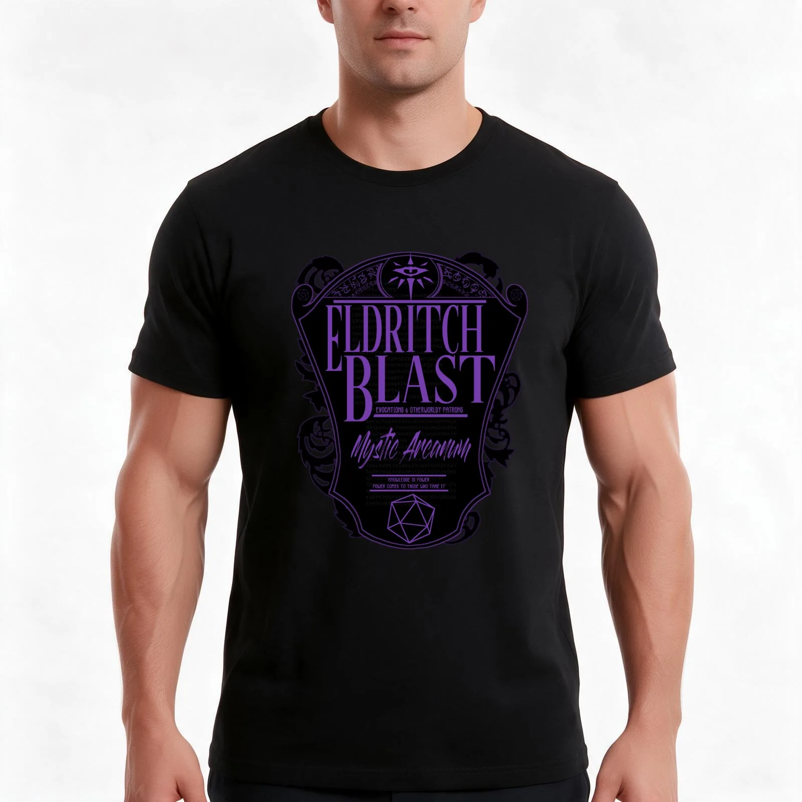 Eldritch Blast Mystic Arcanum T-Shirt, Summer Casual Cotton Tee, Oversized Streetwear Tops, Vintage Graphic Print, 100% Cotton