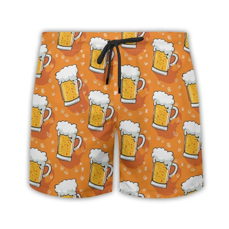 

Men's Beer Graphic Shorts, 3D Printed Shorts, Casual Summer Streetwear, Holiday Parties, Holiday Swimwear