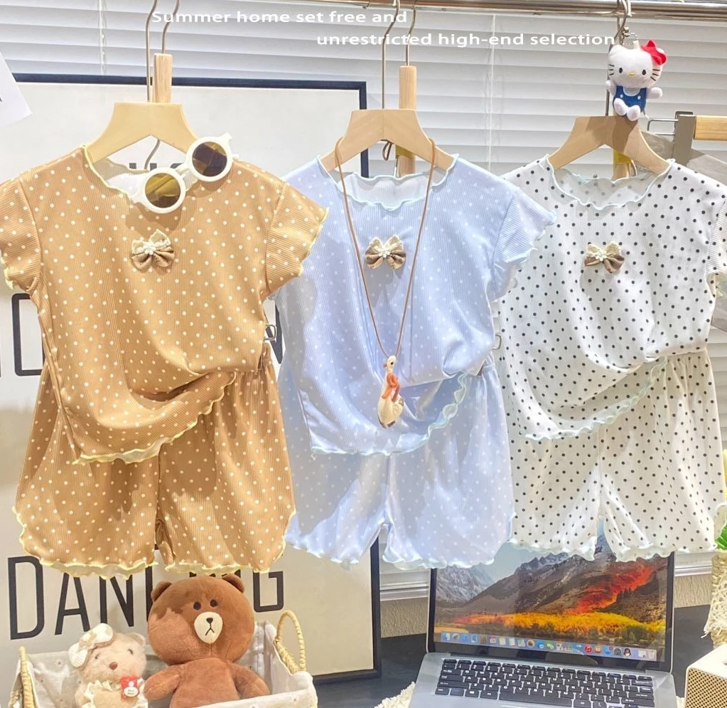 Summer Air Conditioning Set Polka Dot Short Sleeved Home Clothes Niche Girls Summer Short Sleeve Two Piece Set
