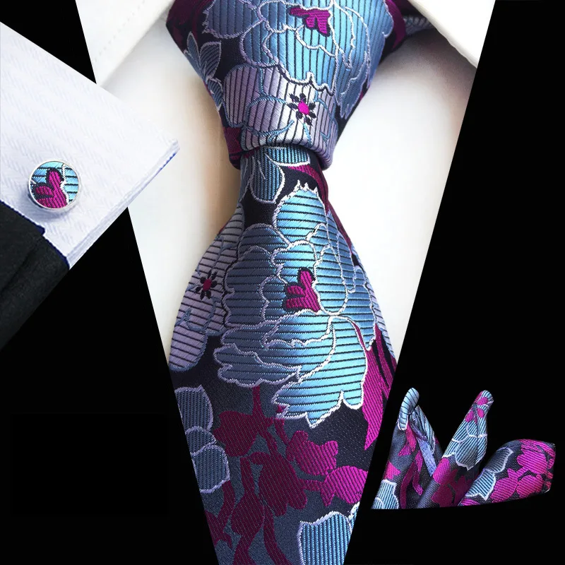 In stock direct supply of new fashionable men's neckties, pockets, scarves, cuffs, three piece set