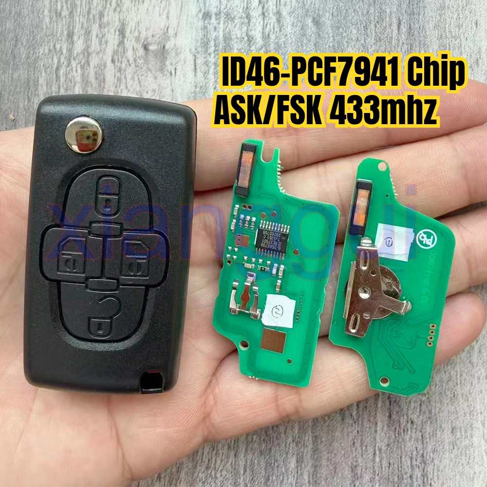 Chip ID46-pcf7941 de 4 Botones ASK FSK 433mhz para Peugeot Partner Tepee 207 307 308 407 607 807 para Citroen C-Crosser C2 C3 C4 C5 C6