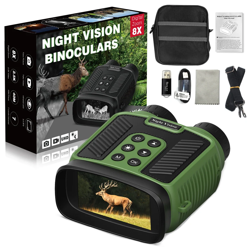 2.5KD 40MP Binoculars Infrared Night Vision Device 8X Digital Zoom Full Dark Viewing Distance Bird Watching Hunting Telescope