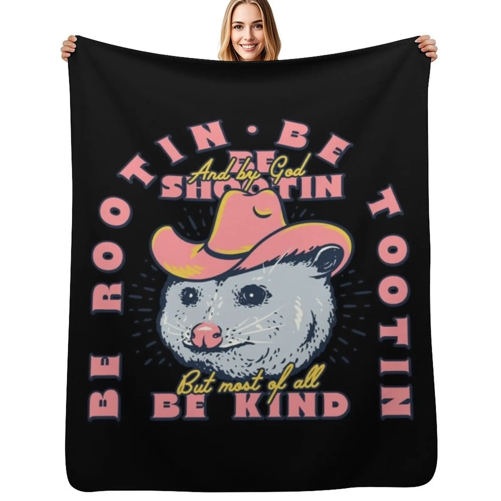 

Rootin Tootin - Cowboy Advice, Poss Possum Opossum Throw Blanket Cozy Napping Blanket Gift for Mom Dad