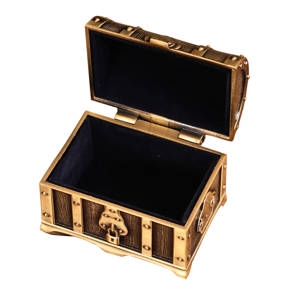 

Jewelry Treasure Chest Box Girl Boxes Organizer Trinket Aluminum Alloy Case with Lock