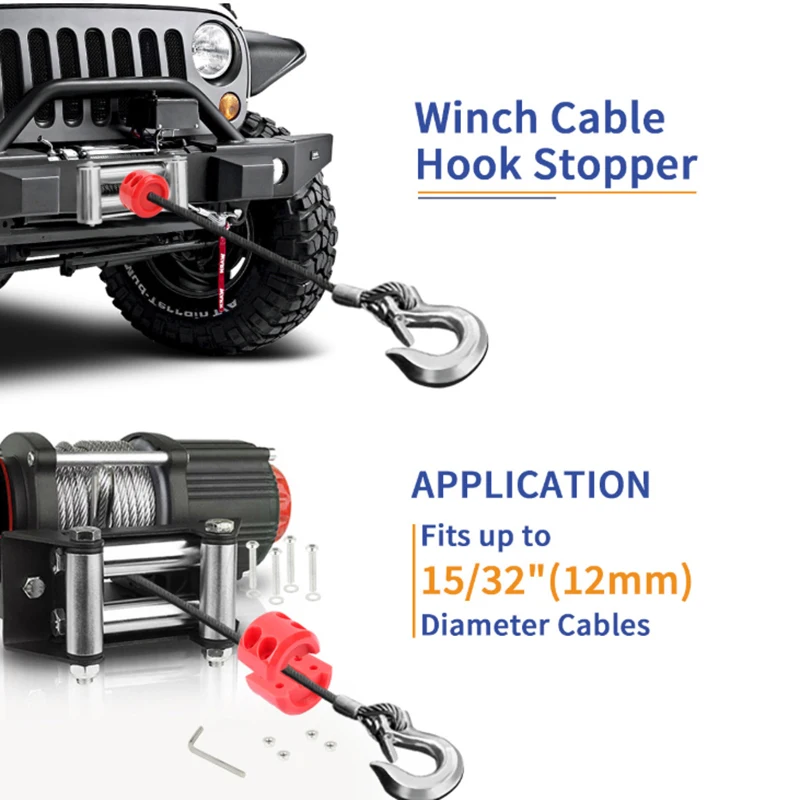 

Rubber Winch Stopper Cable Protector – Shock-Absorbent Plug to Prevent Pulling Bounce & Abrasion, for Truck/UTV/ATV