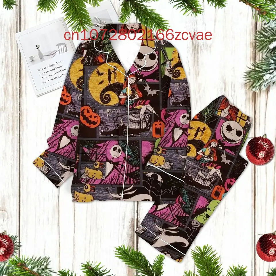 The Nightmare Before Christmas Long Sleeve Pants Two-piece Set Women\'s Pajamas Women\'s Cartoon Pajamas Pants Set