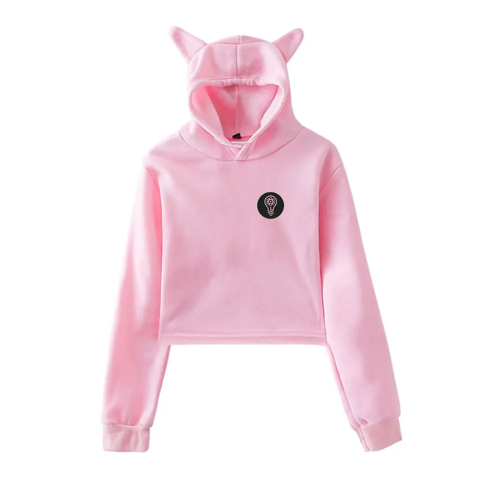 

Mark Rober Merch винтажная уличная одежда 90-х годов с логотипом, толстовки с капюшоном для девочек, укороченный модный спортивный пуловер с кошачьими ушками