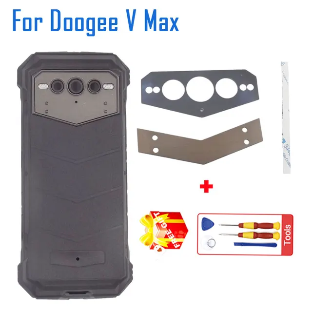 Nowa oryginalna pokrywa baterii DOOGEE V Max + tylna lampa błyskowa aparatu + tylna kamera aluminiowa ozdoba do telefonu DOOGEE V Max