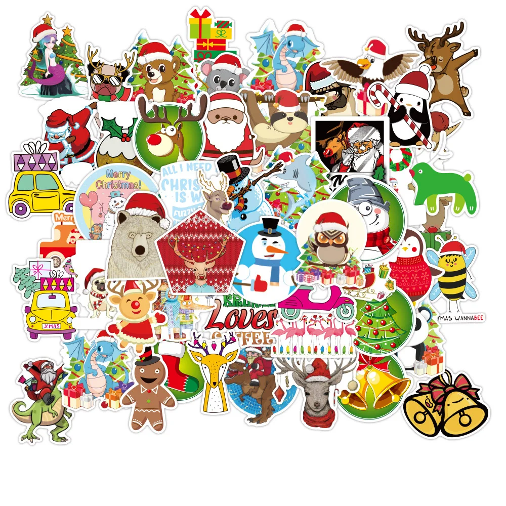 10/30/50 pçs desejos de natal adesivos série criativo santa graffiti capacete portátil bagagem telefone notebook decoração atacado