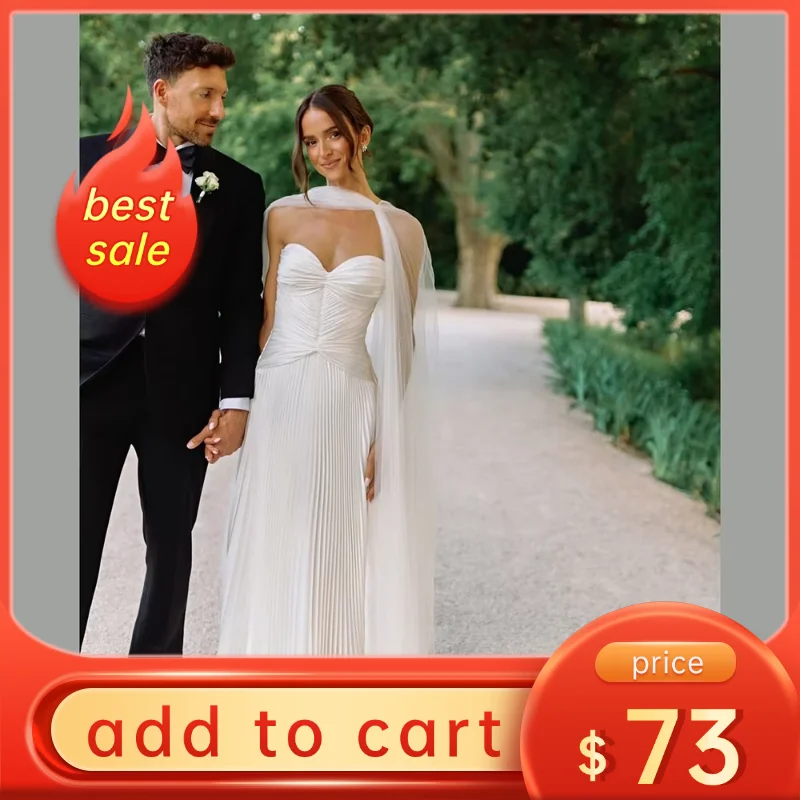 Verngo Elegant lvory Chiffon Wedding Dress Sweetheart A Line Pleat Bridal Gowns Pleat Classy Bride Dresses Customized