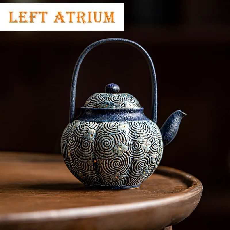 

160ml Antique Cloud Lifting Beam Teapot Japanese Tea Infuser Pot Tea Brewing Kettle with Strainer Tea Items Craft