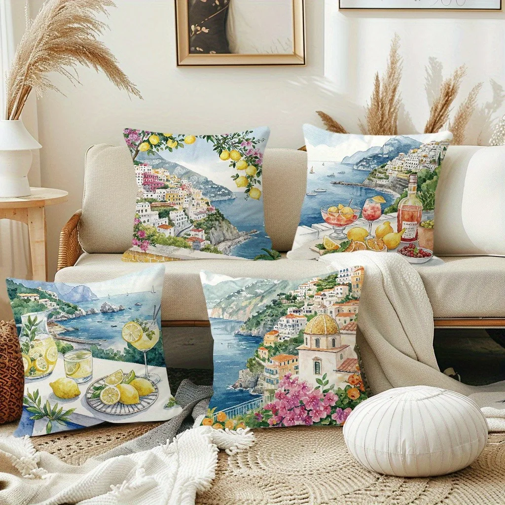 Mediterranean lemon themed pillowcaseSuitable for sofa car bedroom decorative cushion cover pillow cover