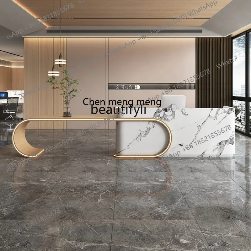 

S7486 ss Modern Minimalist Company Front Desk Hotel Lobby Reception Desk Beauty Salon Club Bar New Chinese Cashier