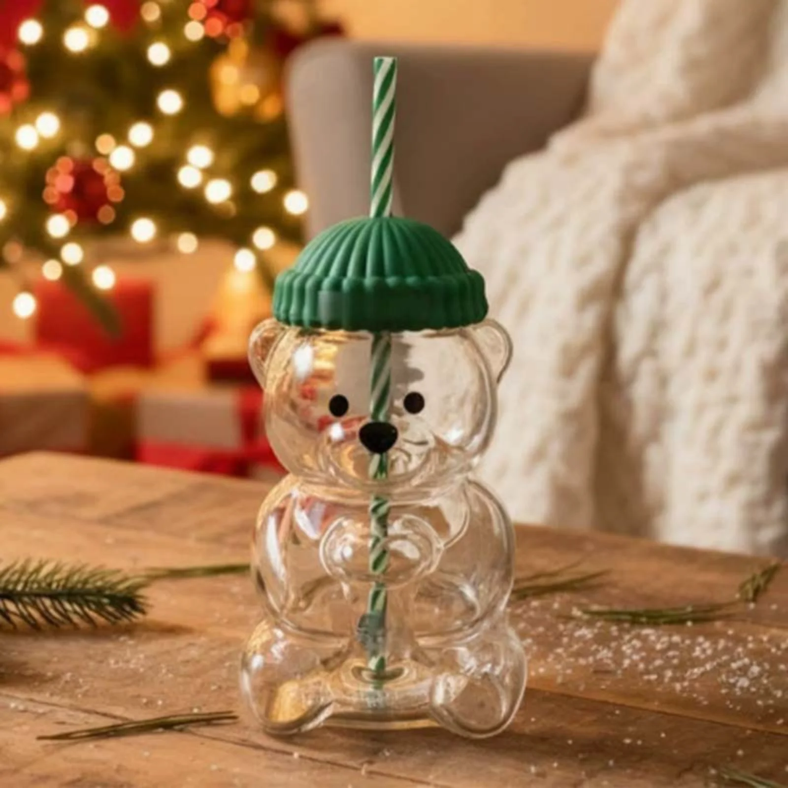 

590ml Bear-shaped Glass Drink Cup Tabletop Ornament Coffee Milk Beer Water Bottle Bar Restaurant Outdoor Office Household Mug