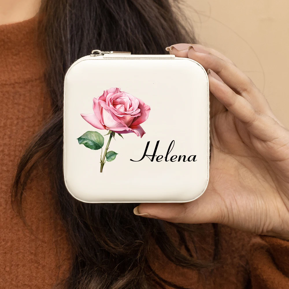 Customized name jewelry box, personalized birthday flower jewelry storage box, bridesmaid gift birthday gift