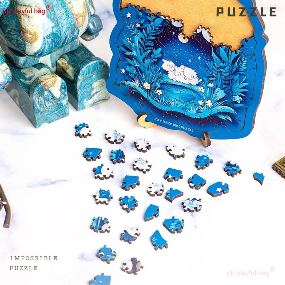 ตัวต่อจิ๊กซอว์รูปสัตว์การ์ตูน ของเล่นเสริมพัฒนาการ แกะนอนหลับ งานศิลปะ ระดับความยากสูง ของเล่นเด็ก ตัวต่อไม้ ของขวัญคริสต์มาส ของตกแต่ง UG384