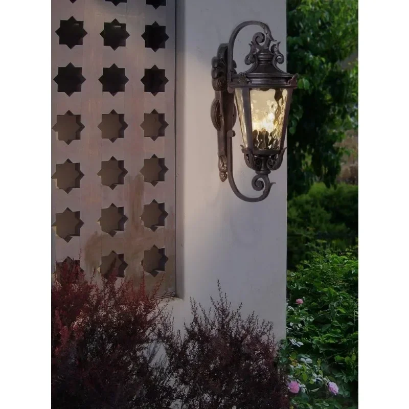 home.home.Casa Marseille Rustic Industrial Outdoor Wall Sconce Light Fixture Warm Bronze Scroll 27 1/2