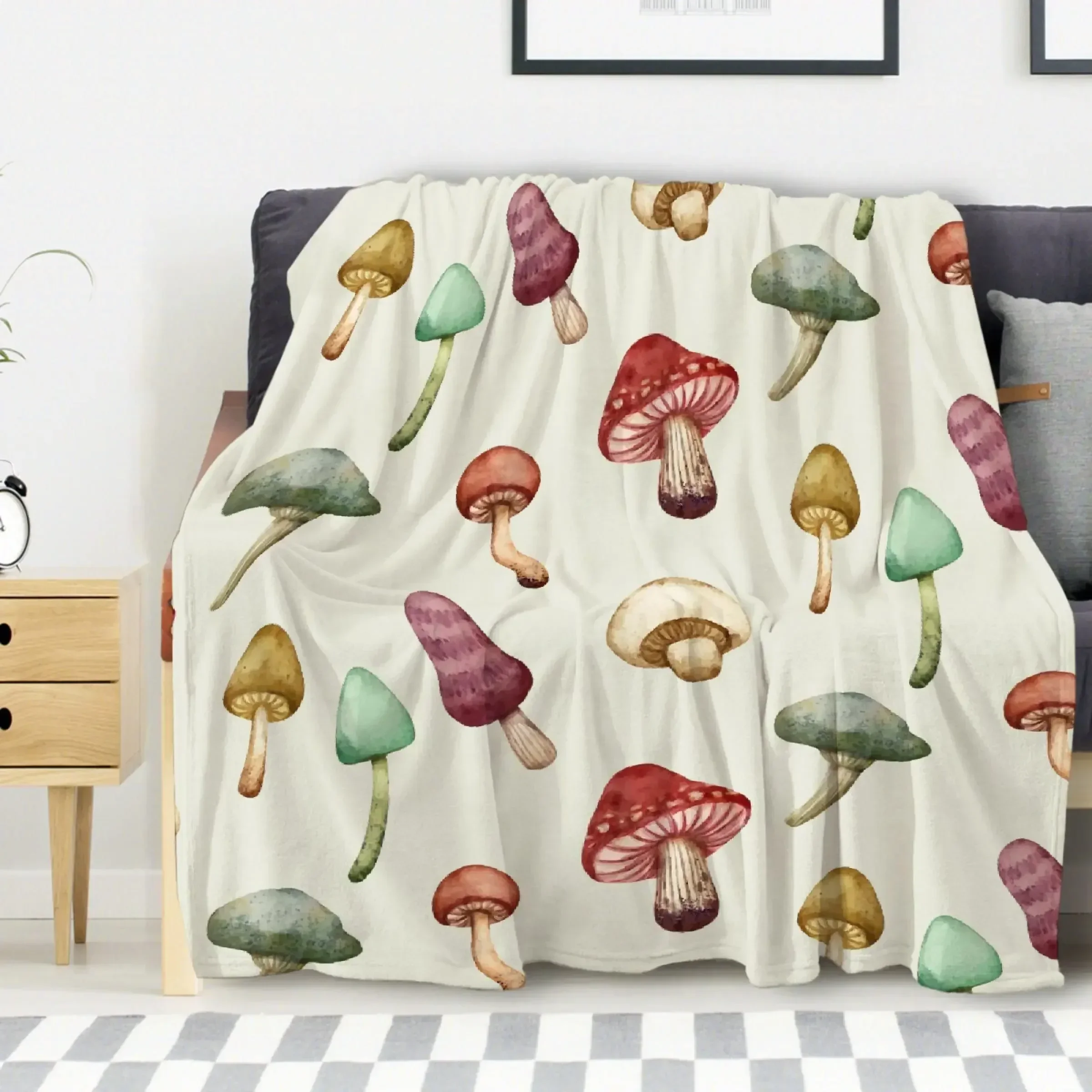 

3d Print Baby Blanket Vintage Botanical Mushrooms Illustration Throws Baby Blanket Super Soft Warm Fleece Flannel Baby Blankets