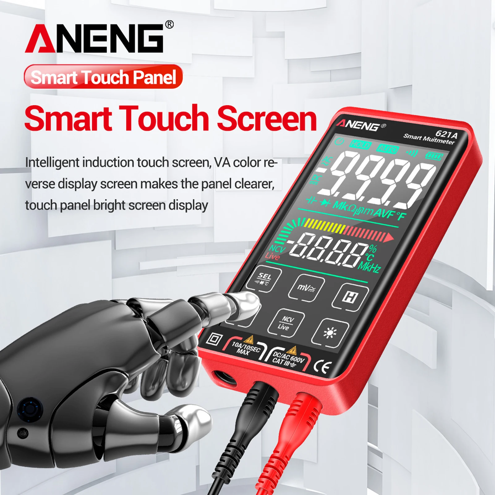 ANENG 621A Intelligent Digital Multimeter 9999 Counts Auto Range Rechargeable Portable NCV Universal Meter Voltmeter Ammeter