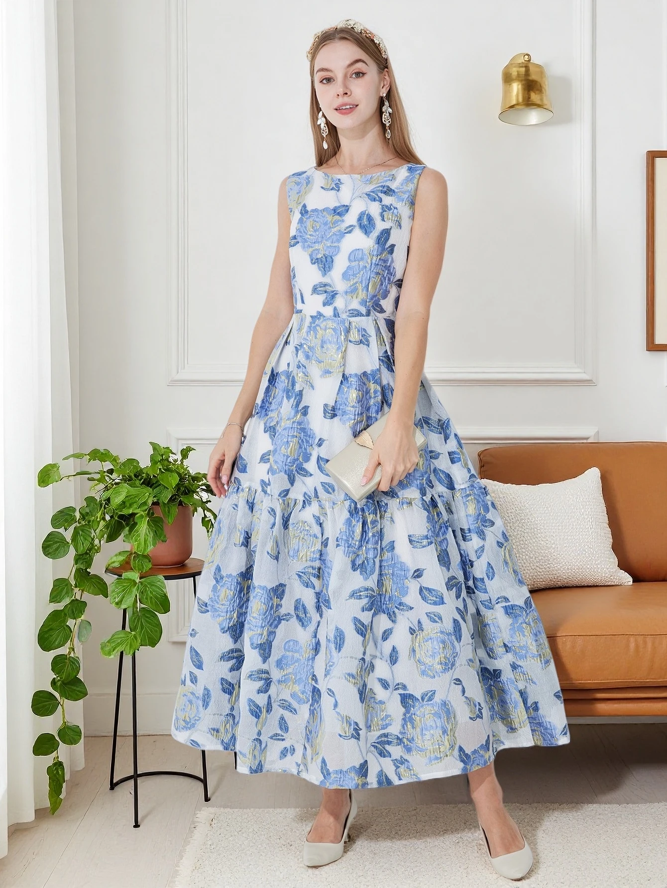 DEVCHATA Elegantes Organza Maxikleid Damen Ärmellos Boho Sommer Strand Abend Party Vestido – Detail 11