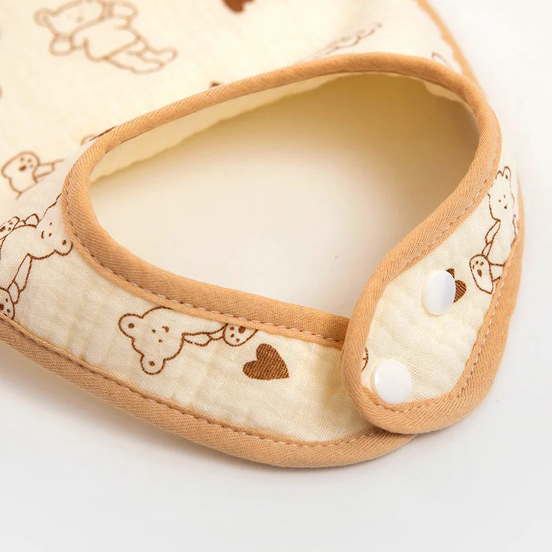 Oto Air Liur Makan Bayi Tahan Air Kain Sendawa Kancing Jepret Katun Lembut Pola Cetak Handuk Air Liur Bayi Oto Bayi