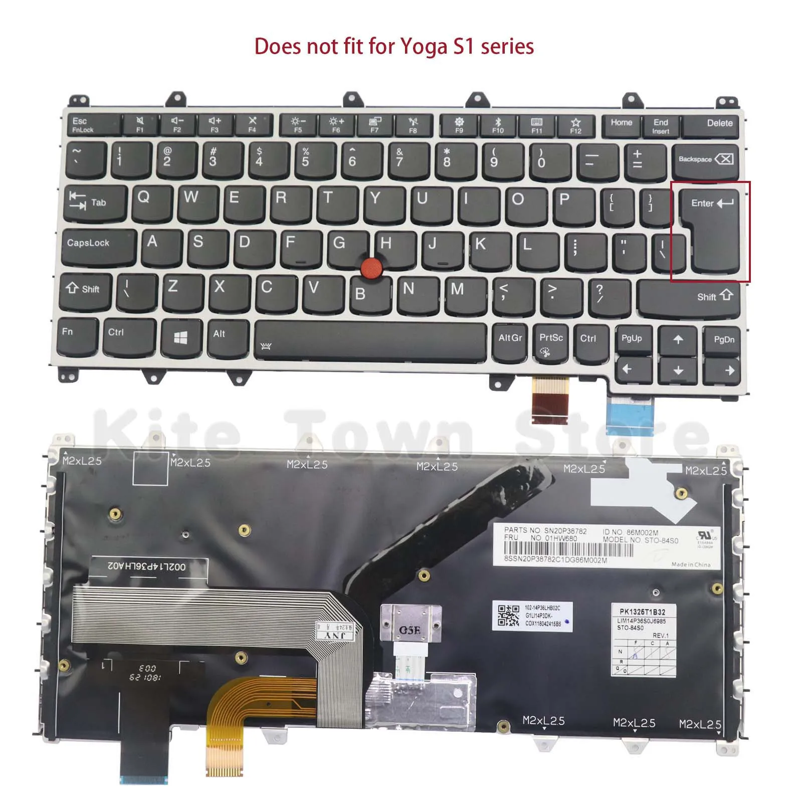 New US Layout Laptop Keyboard Backlit w/ Pointer for Lenovo ThinkPad S1 Yoga 260 Yoga 370 X380 Yoga