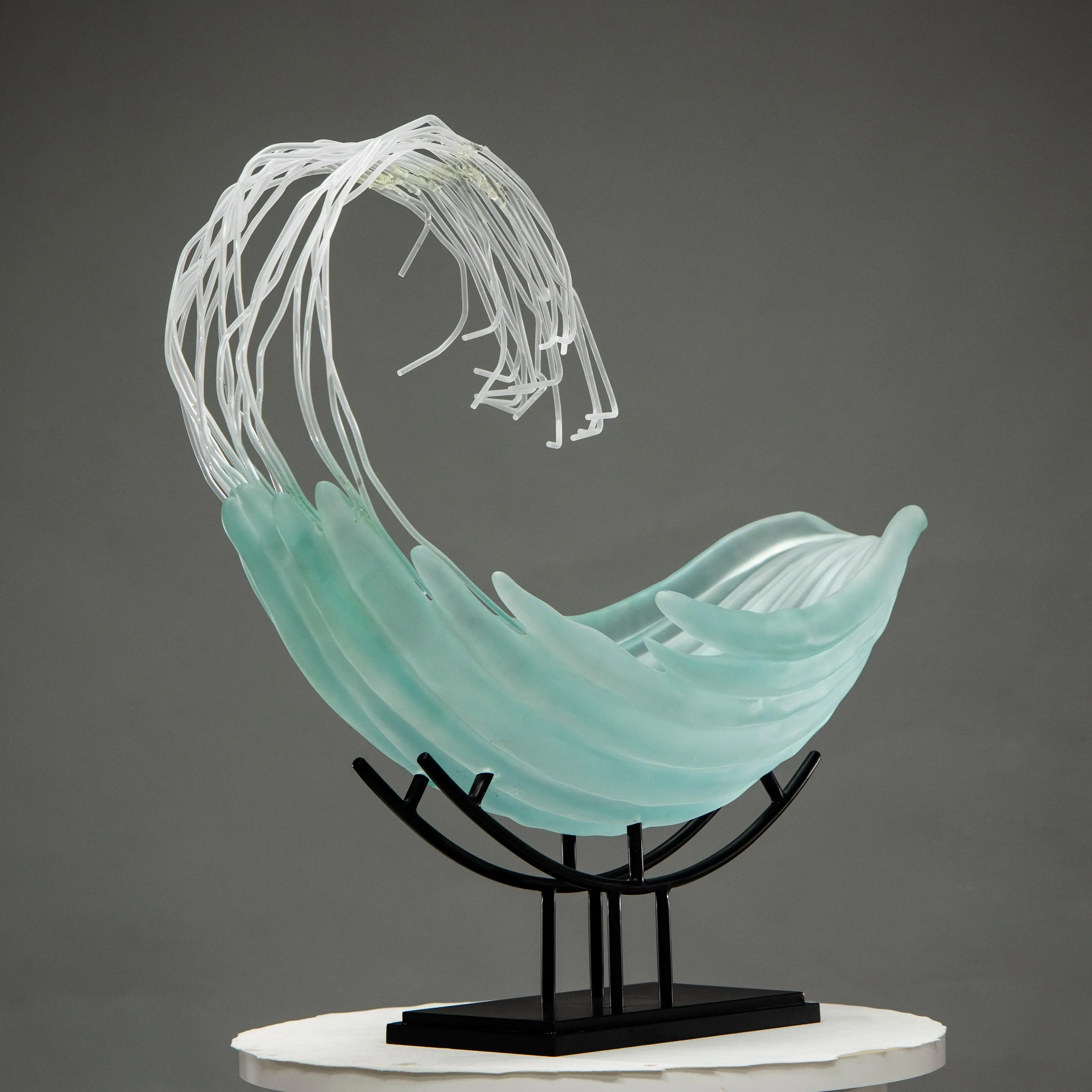 *&z FEco-Friendly Custom Home Indoor Decoration 3D Design Modern Whale Wave Transparent Resin Hand-painted~.