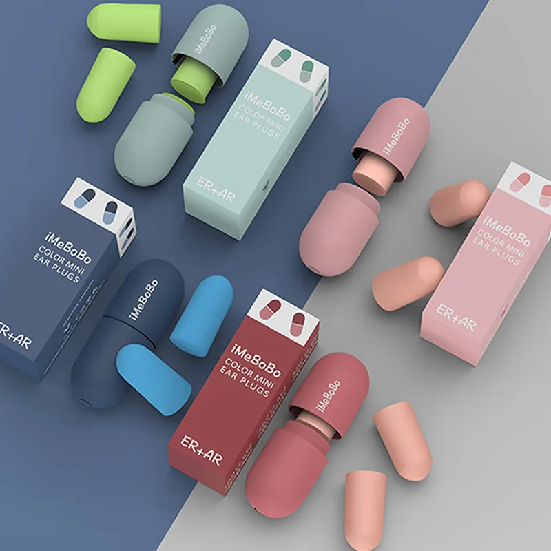 Reusable Noise Cancelling Ear Plugs for Sleep, Soft Foam Sponge, Mute Anti-Snore Earplugs for Students, Blue Pink
