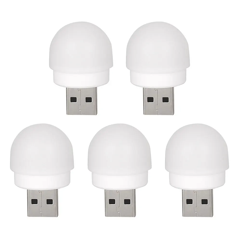 5PCS USB Night Light LED Night Light USB Plug Lamp Power Bank Charging USB Book Lights Small Round Reading Eye Protection Lamps