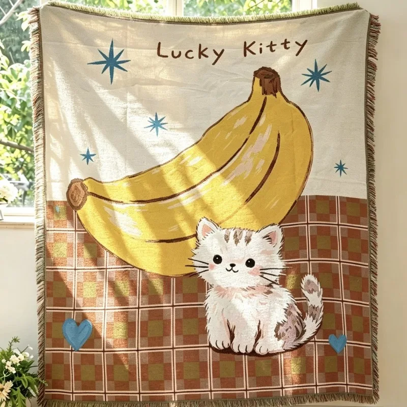 Soft Puppy Cat Blanket, Personalized INS Style Printed Throw Blanket, Multi-purpose Wall Hanging Decor Cover for Sofa Bedroom