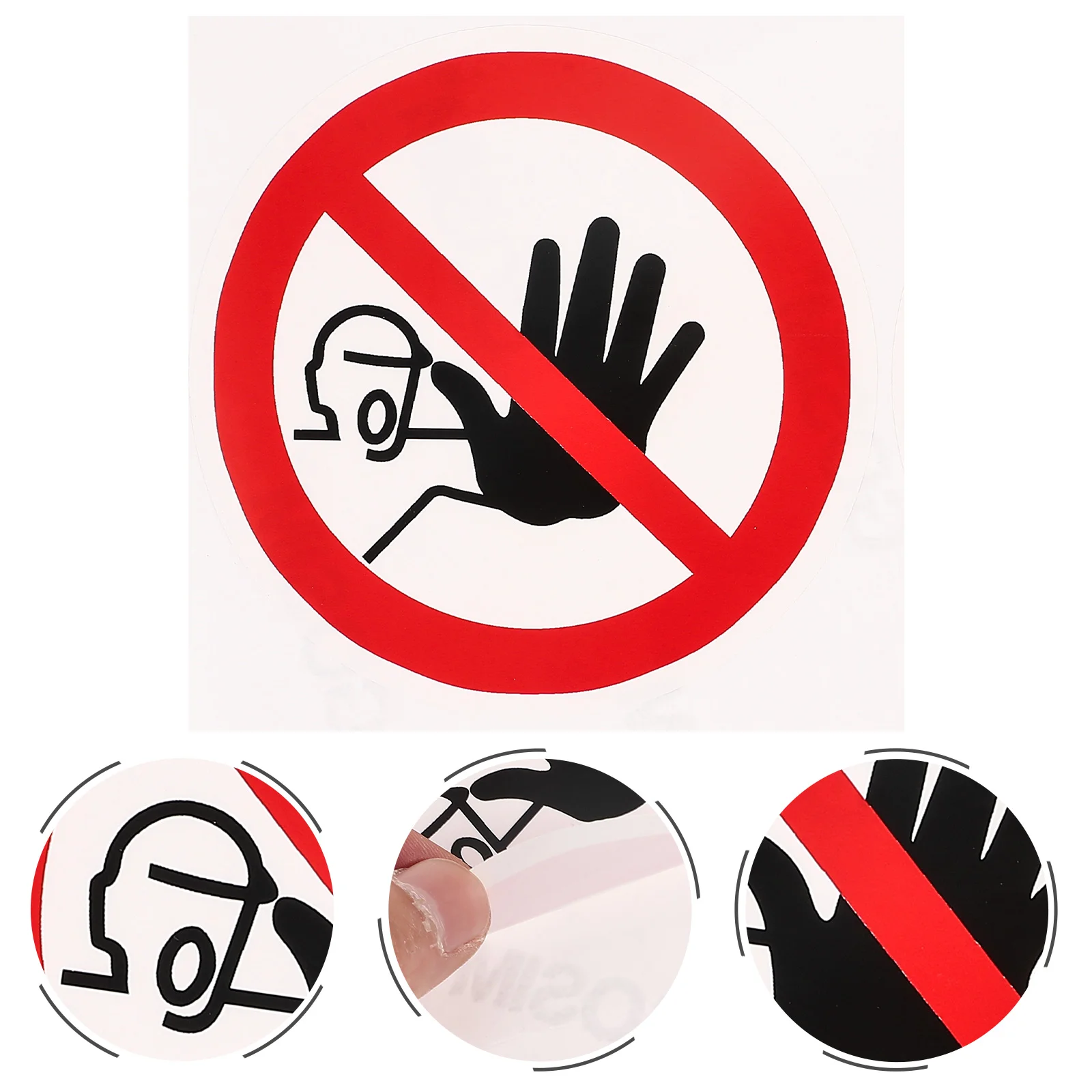 3 Pcs Warning Stickers No Entrance Machine Decals Round Sign Wall Bright Safety Self-adhesive Vinyl Labels Admittance