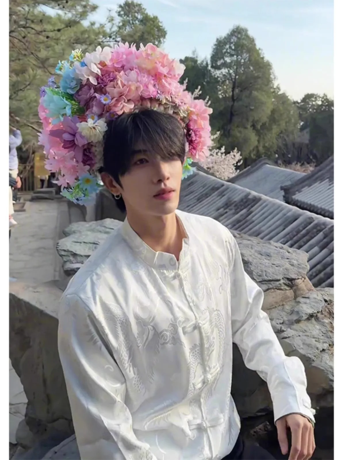 

Embroidered Sle Men's Jaet Long Sve Summer New Chinese Faion High-End Feeling Small ence Trendy Brand Hanfu Tang...