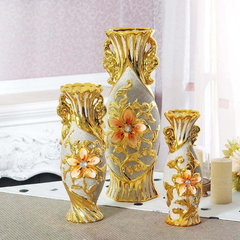 

Electroplated frosted ceramic vase ornaments with Nordic creativity, modern and simple decoration, golden tree stumps, new Chine