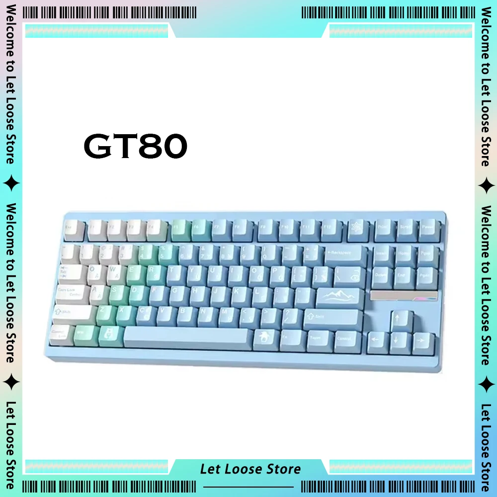 Furycube GT80 Mechanical Keyboards 87Keys 2.4G Wireless Bluetooth Wired 3-Mode Waterproof Gamer Keyboard RGB  PC for E-sports