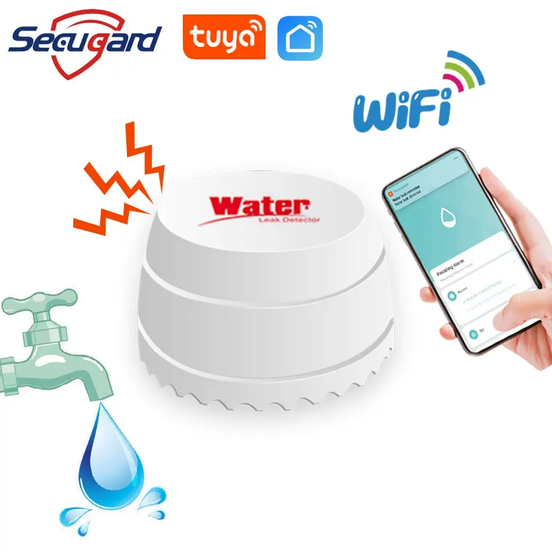 WiFi Water Leakage Detector Tuya Sound Alarm Leak Sensor Smart Home Water Level Flood Overflow Warning Security Alarm System