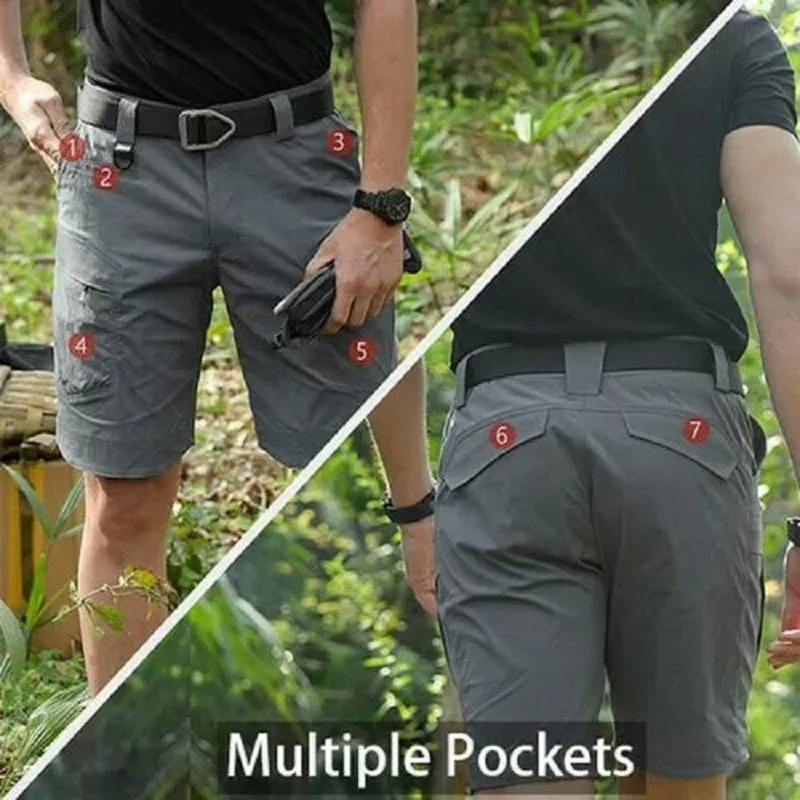 Pantaloncini tattici da uomo militari Cargo all\'aperto per pantaloncini urbani impermeabili estivi pantaloni da campeggio da Trekking Multi tasca