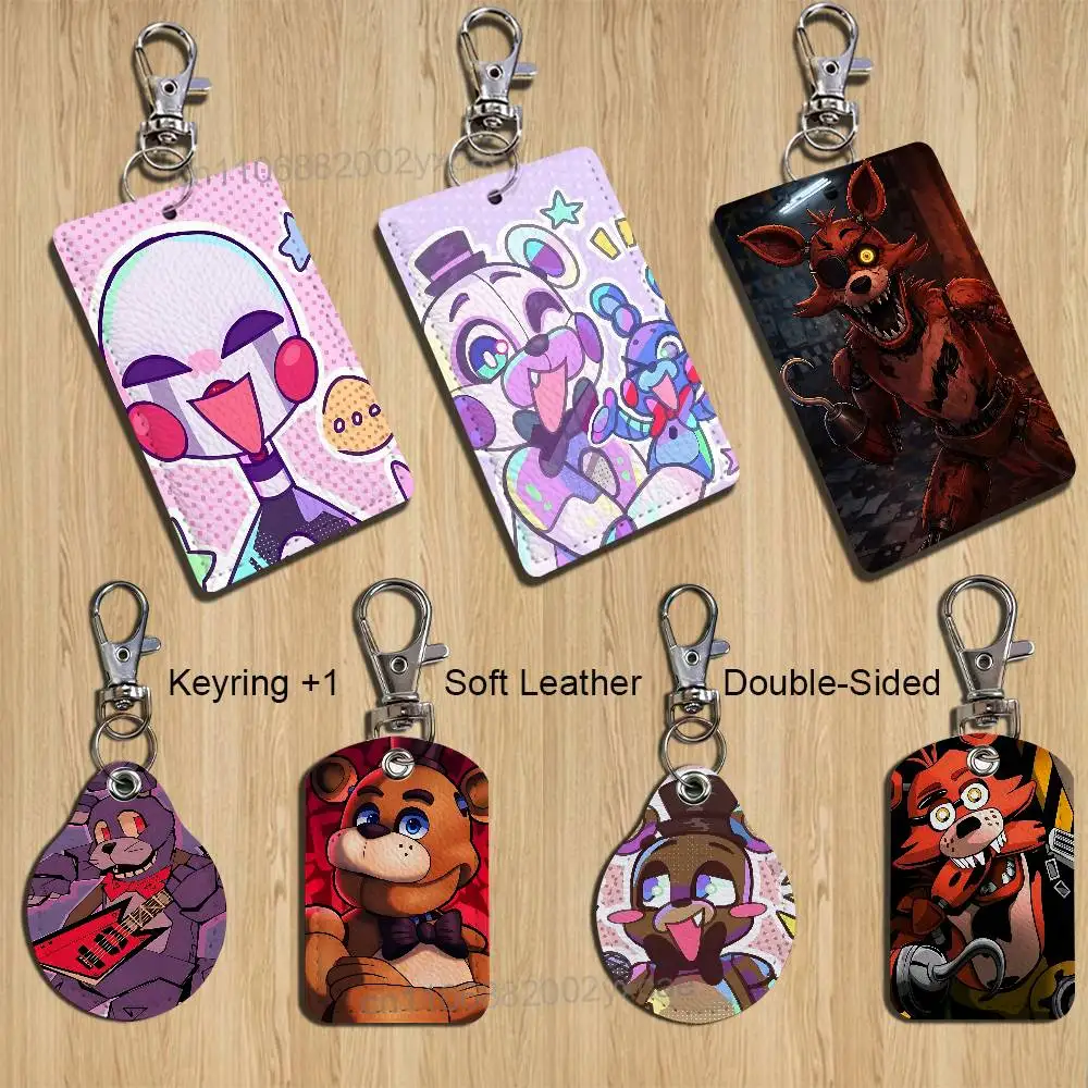top cute game FNAF Cartoon Singer Anime Card Keychain Fashion Pendant Bag ID Door Card Case Bus Card Cute Adult