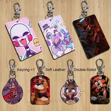 top cute game FNAF Cartoon Singer Anime Card Keychain Fashion Pendant Bag ID Door Card Case Bus Card Cute Adult