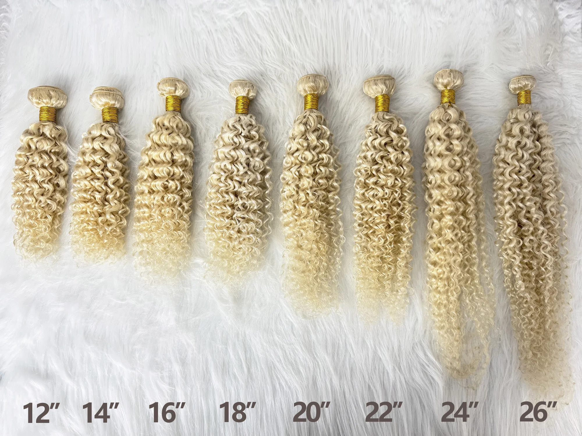 613 #   Ekstensi Rambut Manusia Remy Brasil Pirang Jerry Curly 100% Rambut Manusia untuk Tata Rambut Wanita 12-26 Inci