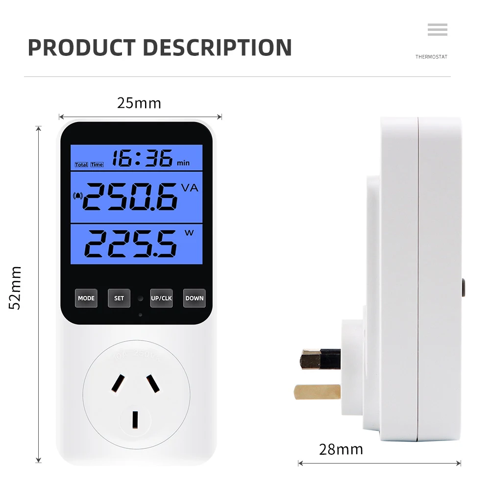 التيار المتناوب مقياس الطاقة المقبس 220 فولت الرقمية LCD Wattmeter الفولتميتر استهلاك واط مقياس الطاقة كيلووات ساعة وتكلفة عرض الاتحاد الأوروبي الولايات المتحدة المملكة المتحدة الاتحاد الأفريقي FR BR
