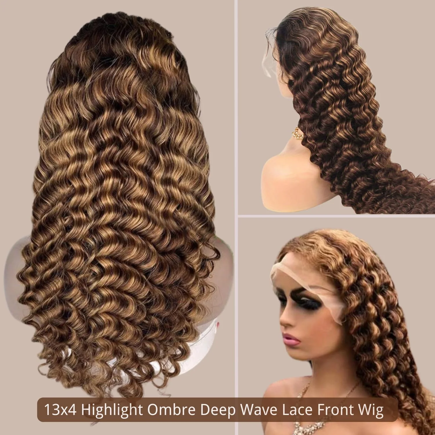 أومبير بوب شعر مستعار شعر الإنسان 4/27 تسليط الضوء على شعر مستعار موجة عميقة مجعد العسل شقراء الدانتيل الجبهة بوب الباروكات 200 الكثافة 16 بوصة