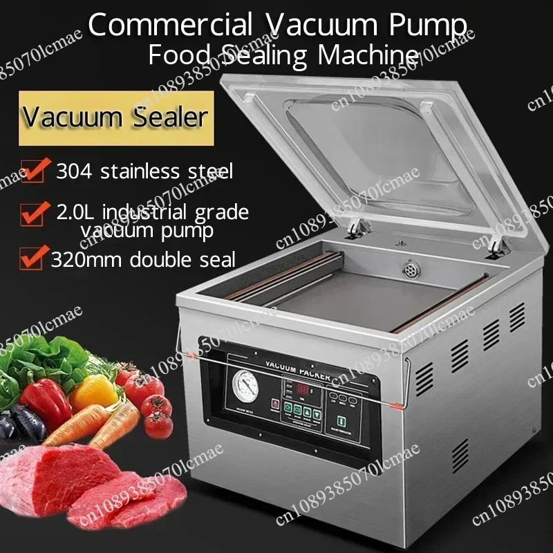 Commercial Food Vacuum Sealer 2.0L Industrial Pump Full-automation Meat Food Vacuum Packing Sealing Machine 110V/220V
