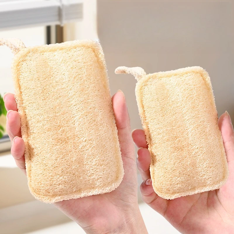 1/2/6/10 Uds. Toalla de cocina de Luffa Natural, paño de lavado, esponja de esponja, almohadilla exfoliante, eliminador de manchas de aceite, cepillo de limpieza de cocina