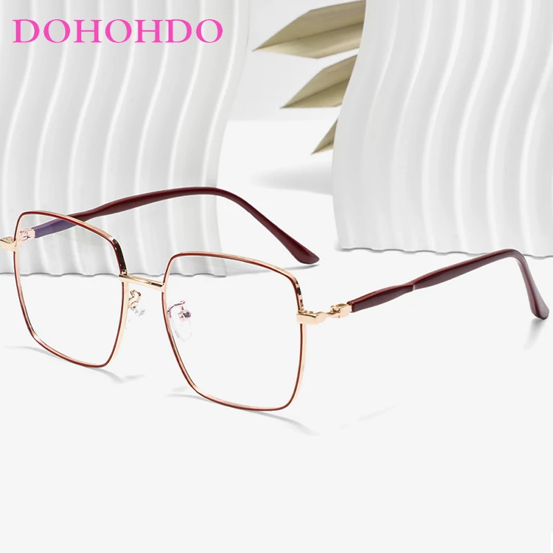 

DOHOHDO Fashion Large Frame Women Eyewear Retro Square Anti Blue Rays Glasses For Men Luxury Metal Computer Goggles Eyeglasses