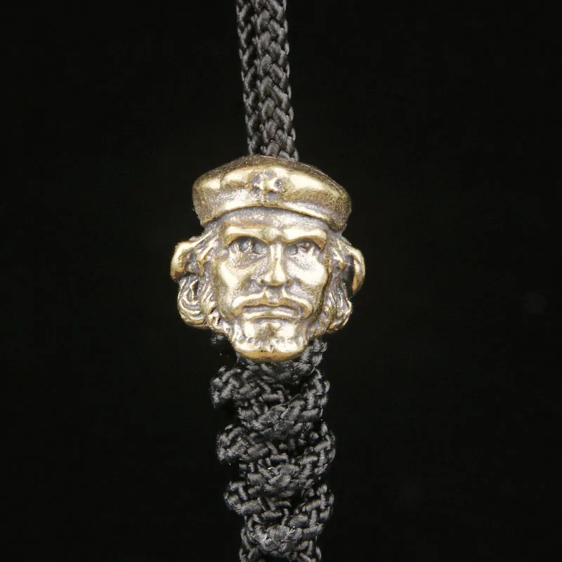 Vintage Brass Che Guevara Paracord Bead DIY Accessories Personality Bag Pendant Knife Lanyard Bead Wallet Buckle EDC Decor