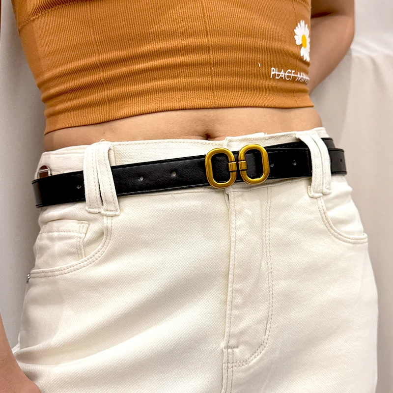 luxury PU Leather Belt for Women Designer Metal Buckle Waist Strap Female Jeans Dress Trouser All-match Decorative Waistband