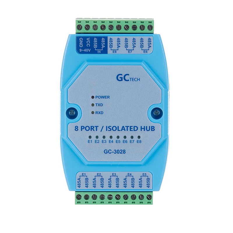 

8-port 485 hub, 8-way sharer, distributor, photoelectric isolation rail installation, lightning protection and anti-interference