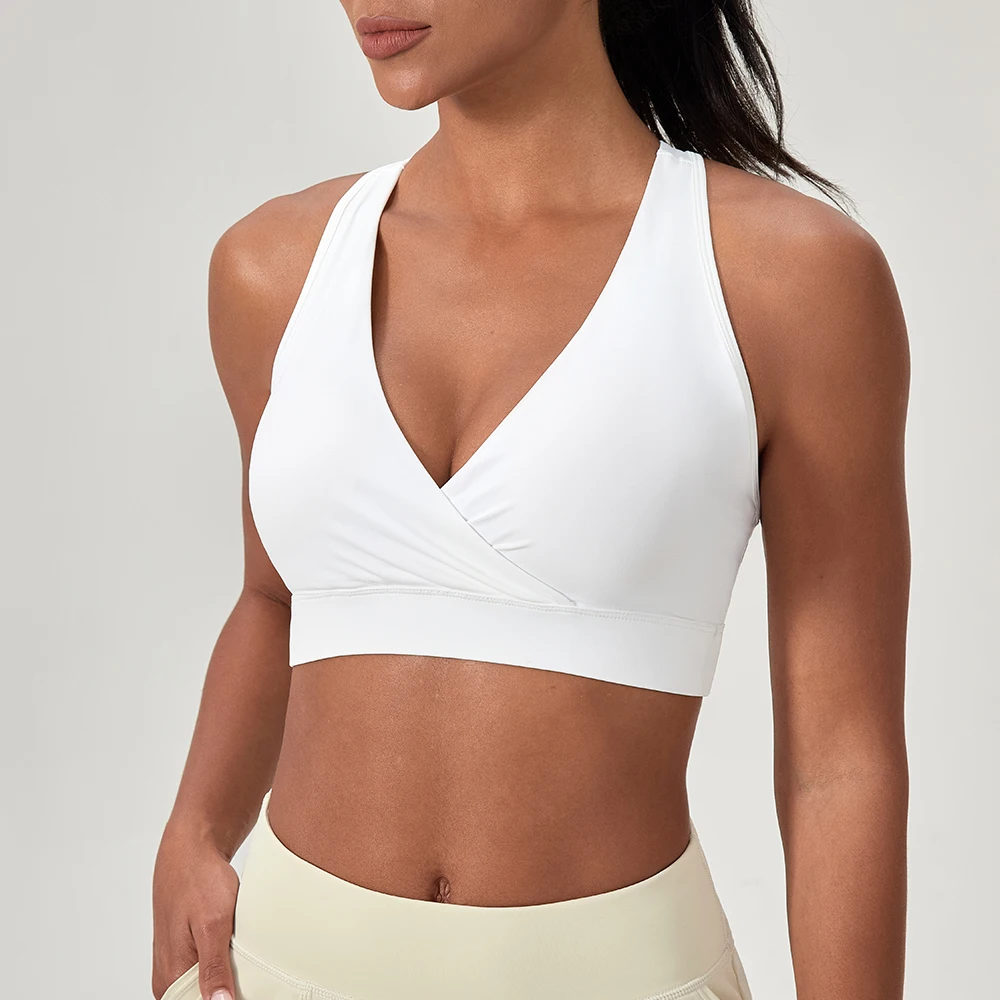 Women Gym Sport Bra Fitness Tank Top Yoga Sports bra Sexy Deep V-neck Workout Bra Underwear Breathable Running Sportswear image 3