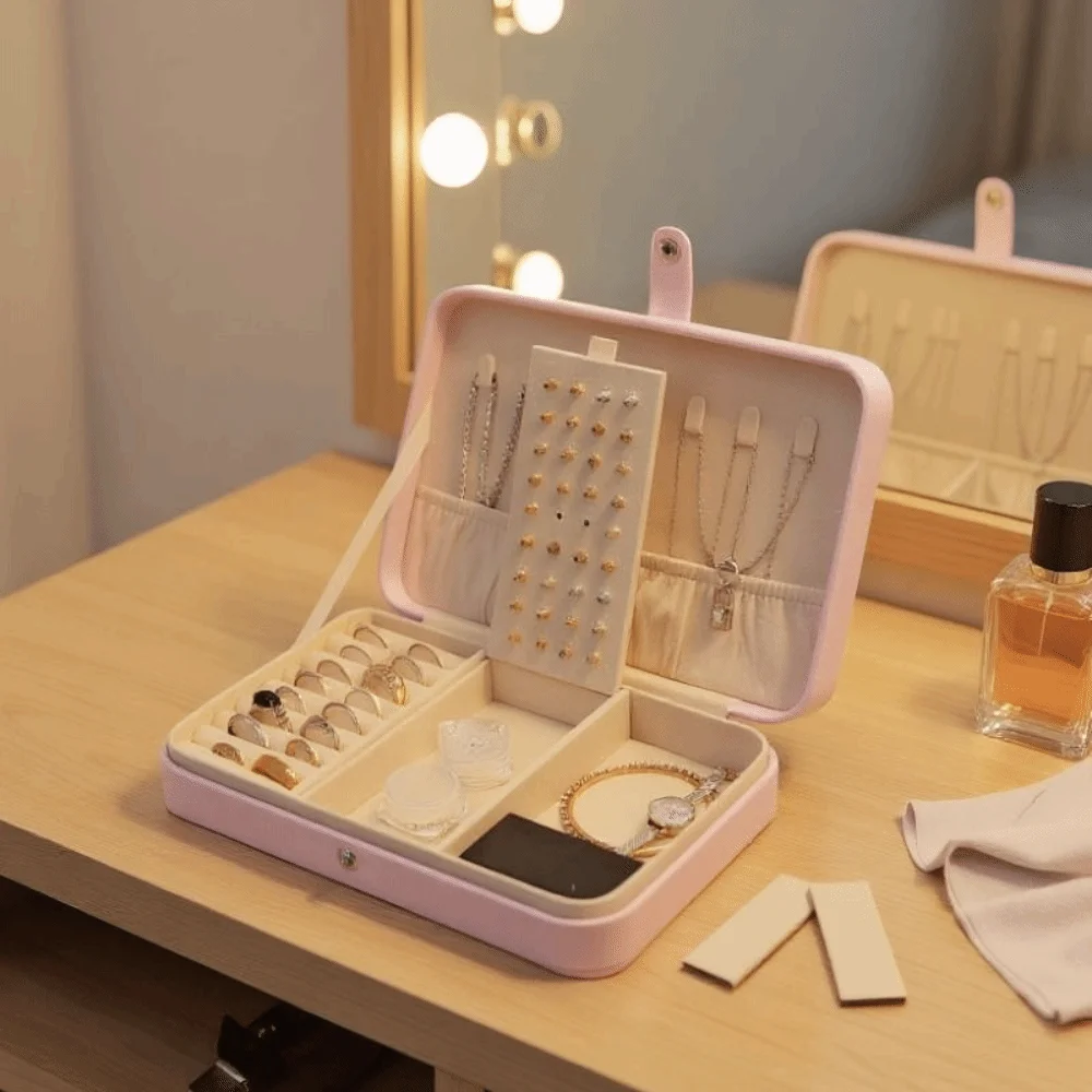 

High Capacity Jewelry Storage Box Solid Color Anti-Oxidation Jewelry Display Case Exquisite Leather PU Necklace Storage Case