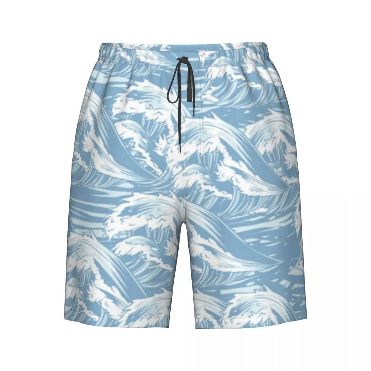 

Quick Dry Swimming Shorts Ocean Waves Monochrome Pattern Swimwear Man Swimsuit Swim Trunks